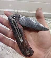 Damascus pocket knife